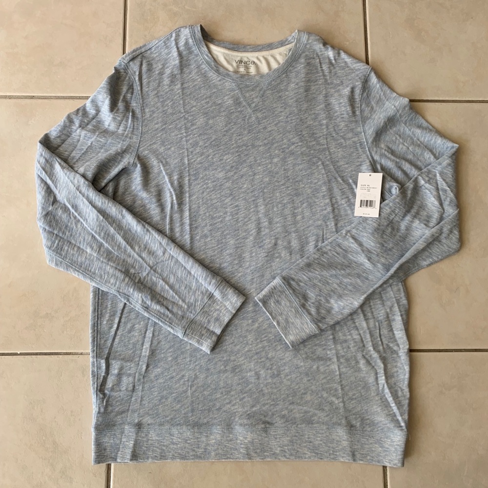 Vince Mens Heather Baby Blue LongSleeve Sweater